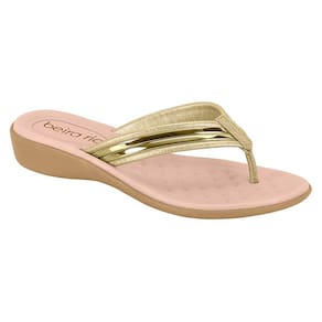 Tamanco Feminino Flatform Tira Dedo Beira Rio Metalizada