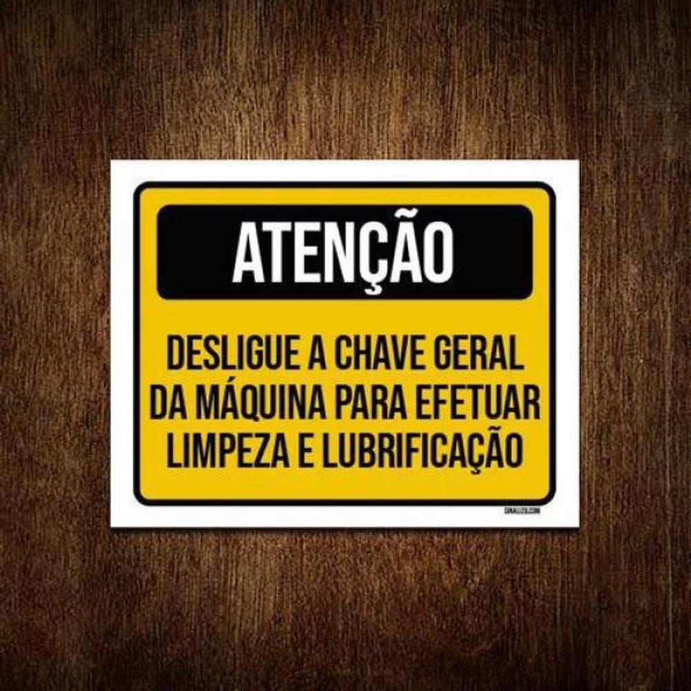 Kit 10 Placas Atenção Desligue Chave Geral Limpeza