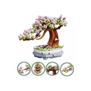 Conjunto de blocos de construção de bonsai de cereja em vaso de brinquedo com 462 peças