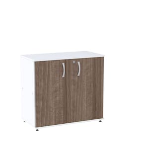 Armário Baixo 02 Portas Pivotante Ab700mx-32 Branco/Walnut