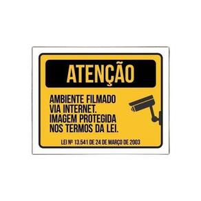 Placa Ambiente Monitorado Filmado via Internet 18x23cm