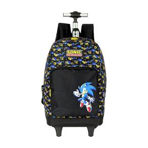 Mochila Escolar 2Em1 Rodas E Costas Sonic Game - Preto