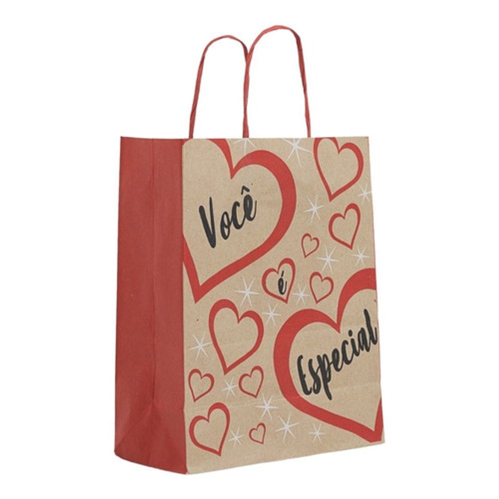 Sacola Kraft Presente Dia Das Maes 23,5x10x31,5cm C/ 10 Un.