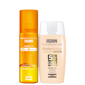 Kit ISDIN Fusion Water 5 Stars Color Clara + HydroOil (2 Produtos)