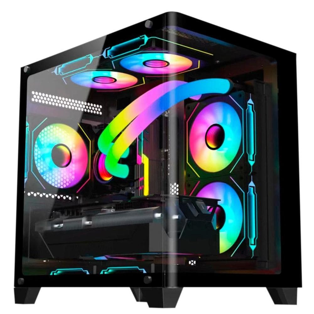 Gabinete Gamer Hayom Gb1798 Com 4 Fans Rgb Com Vidro Preto