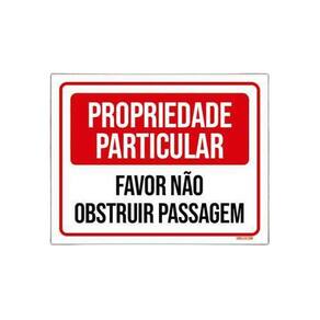 Placa Propriedade Particular Não Obstruir Passagem 27X35