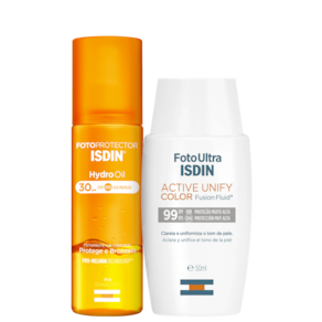 Kit ISDIN Foto Ultra Active Unify Fusion Fluid Color + HydroOil (2 Produtos)