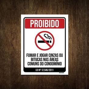 Placa De Sinalização - Proibido Fumar No Condomínio 27X35