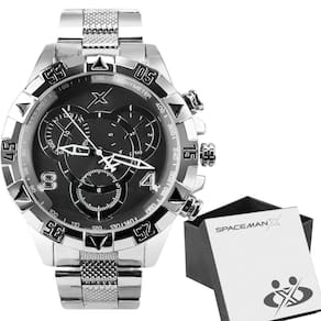 Relogio Prata Masculino Aço Inoxidavel + Premium Caixa Grande Mostrador Preto Presente Social Casual