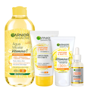 Kit Garnier SkinActive Uniform & Matte Vitamina C (4 Produtos)