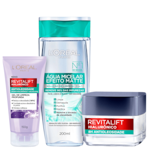Kit L`Oréal Paris Limpeza e Hidratação Antioleosidade (3 Produtos)