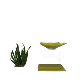 Gabinete De Vidro 45Cm Cuba Quadrada Verde Oliva + Torneira
