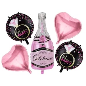 Kit Balão Metalizado Garrafa de Champagne - 5 Unidades