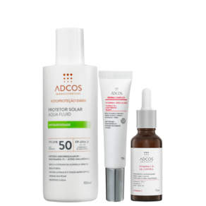 Kit Adcos Aqua Fluid + Derma Complex + Vitamina C 15 (3 Produtos)