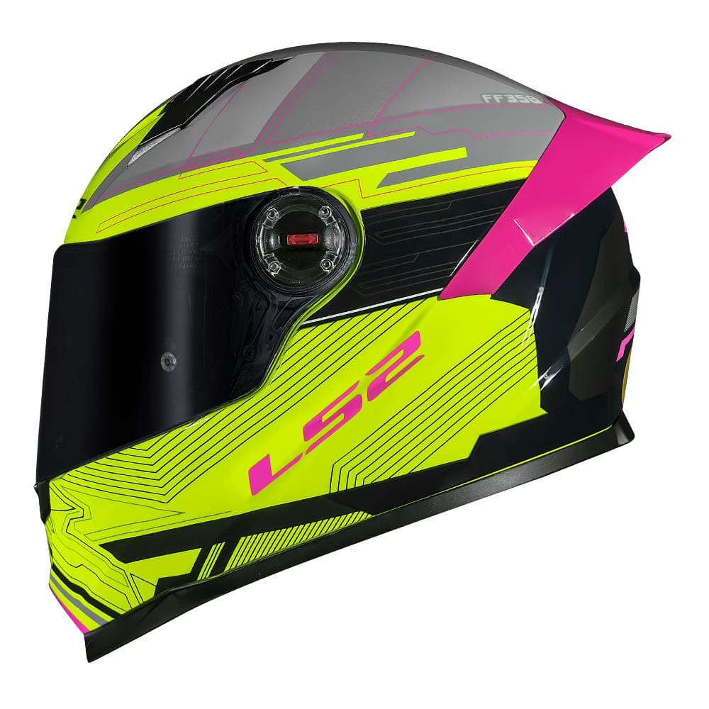 Capacete LS2 FF358 Classic S Digital Rosa e Amarelo