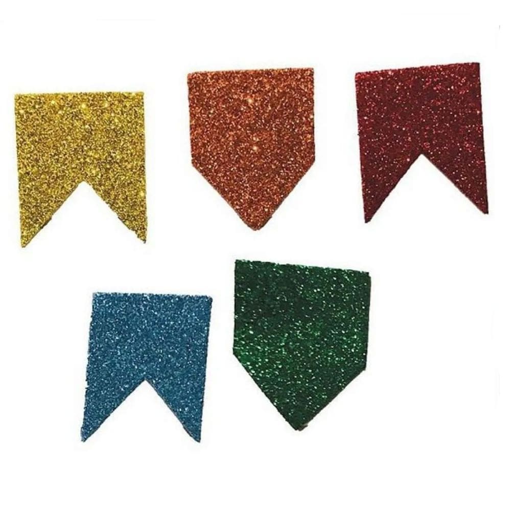 Mini Bandeirinha Junina Eva com Glitter Colorida - 10 Un