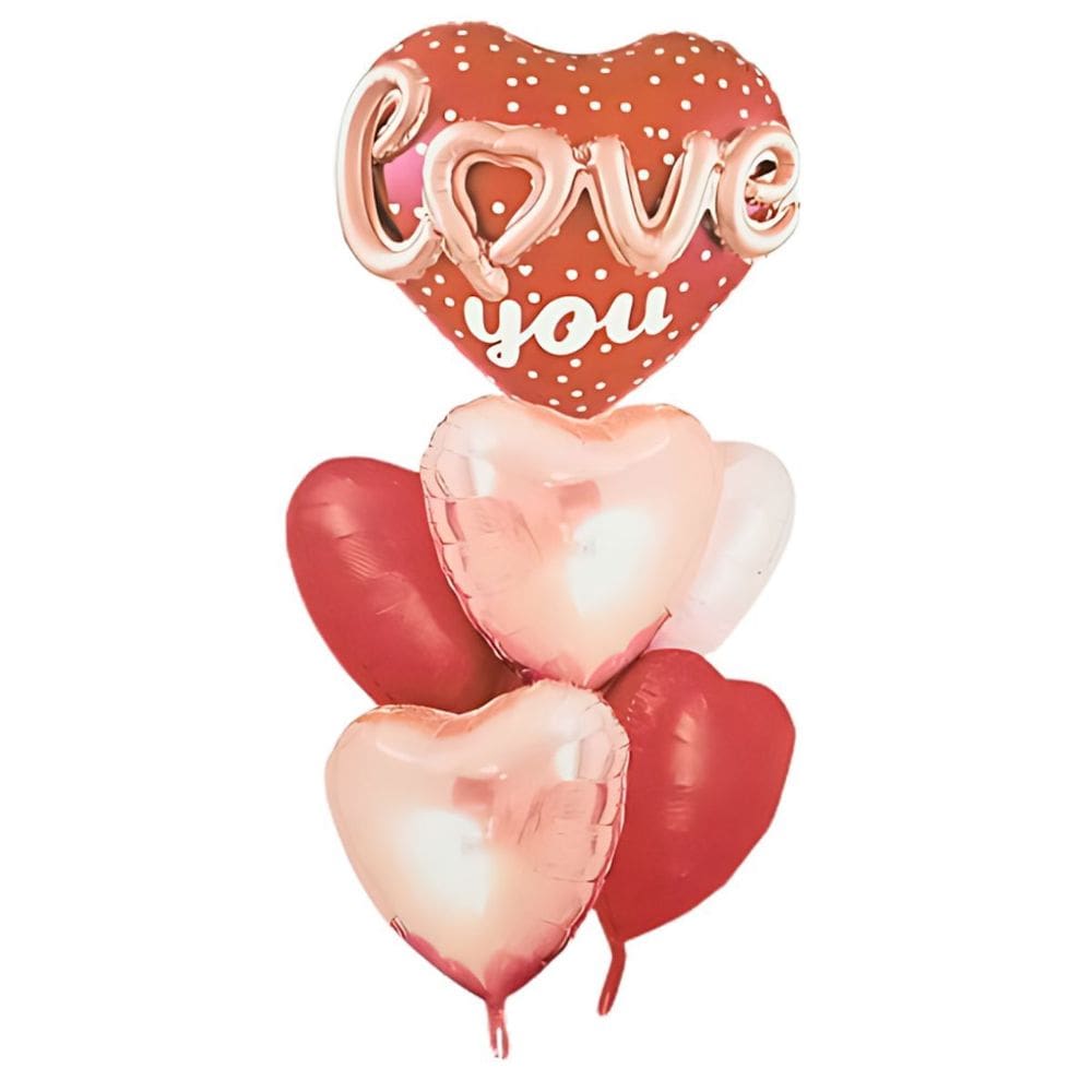 Kit Balão Metalizado Buque Love You - 5 Unidades