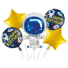Kit Buque Balões Aniversário Astronauta - 5 Unidades
