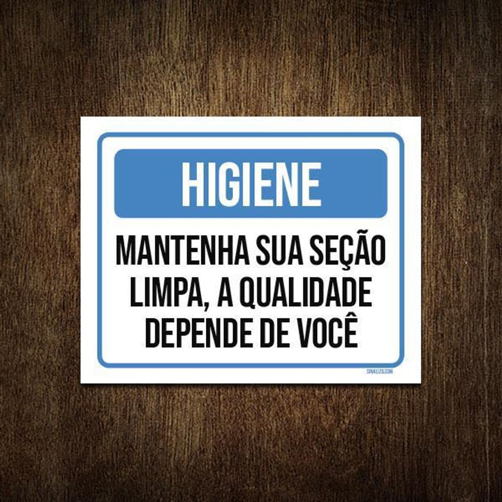 Placa Higiene Mantenha Sua Seção Limpa 18X23