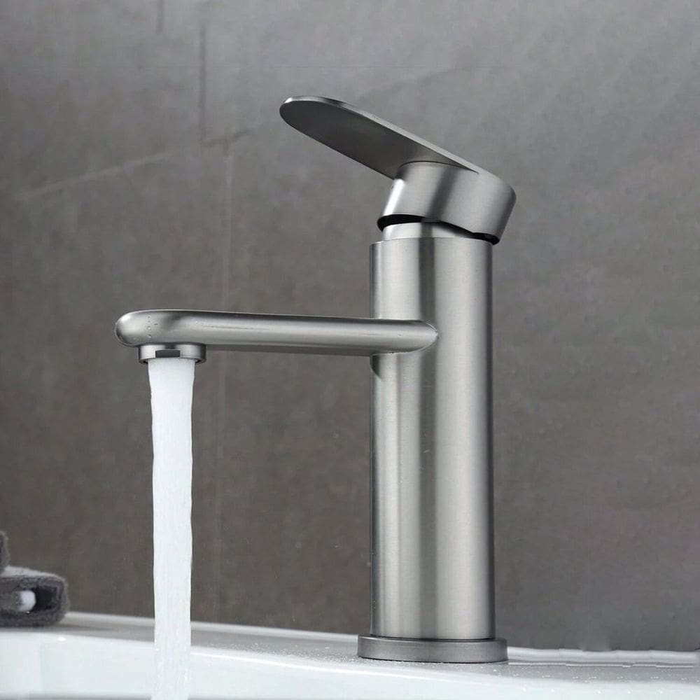 Torneira Luxo Inox Lavatório Bancada Baixa Monocomando Escovada Inox Escovado