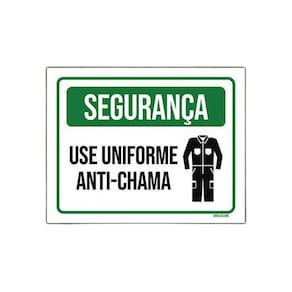 Placa De Sinalização Segurança Use Uniforme Anti-Chama 27X35