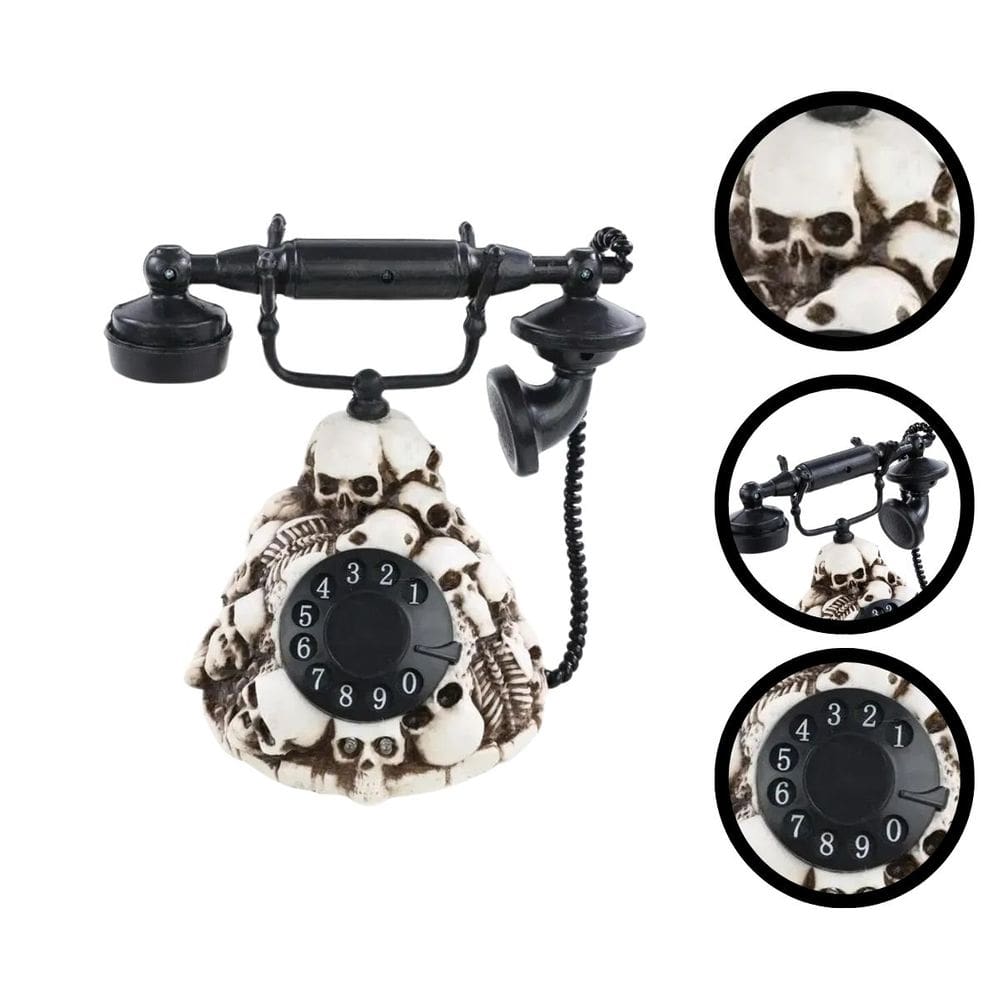 Telefone de Caveiras Assombrado Com Som e Luz - 1 Unidade
