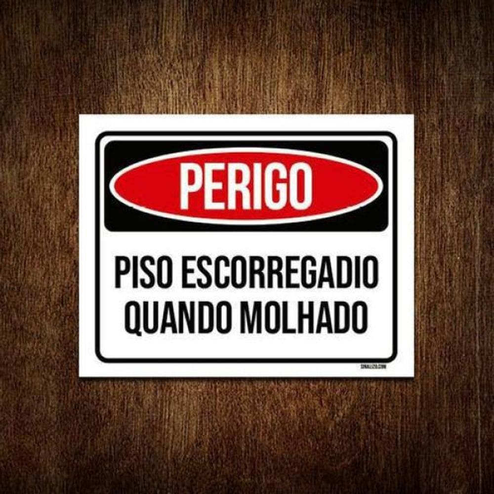 Kit 3 Placas Perigo Pisoescorregadio Quando Molhado