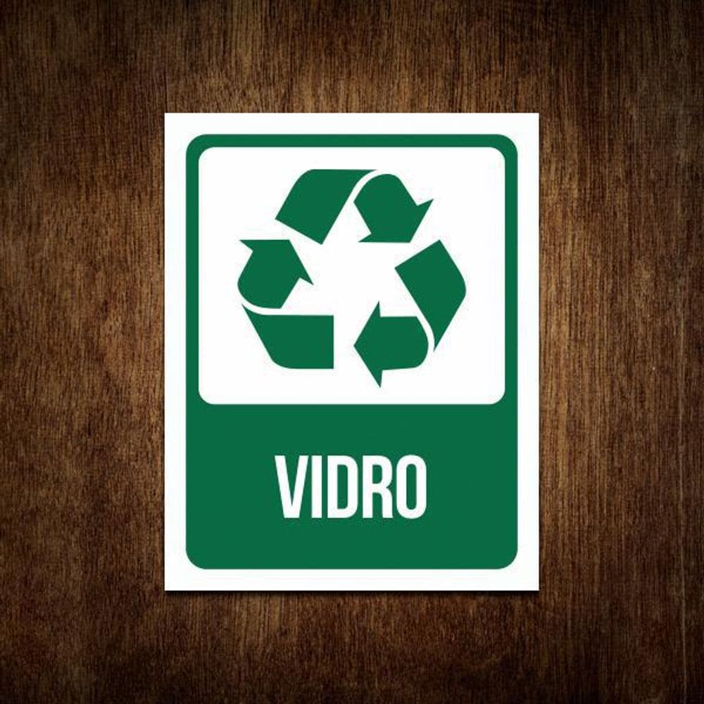 Placa De Sinalização Advertência - Lixo Vidro 27X35