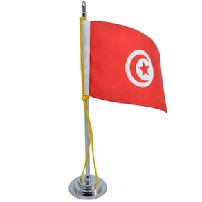 Mini Bandeira De Mesa Tunísia 15 Cm De Mastro Poliéster