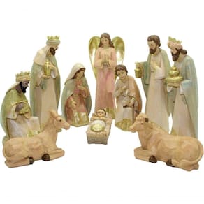 Presépio Natalino Nascimento De Jesus Estatueta Com 10 Peças