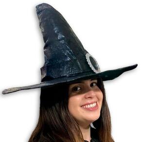 Chapéu de Bruxa Preto com Fecho Luxo Halloween