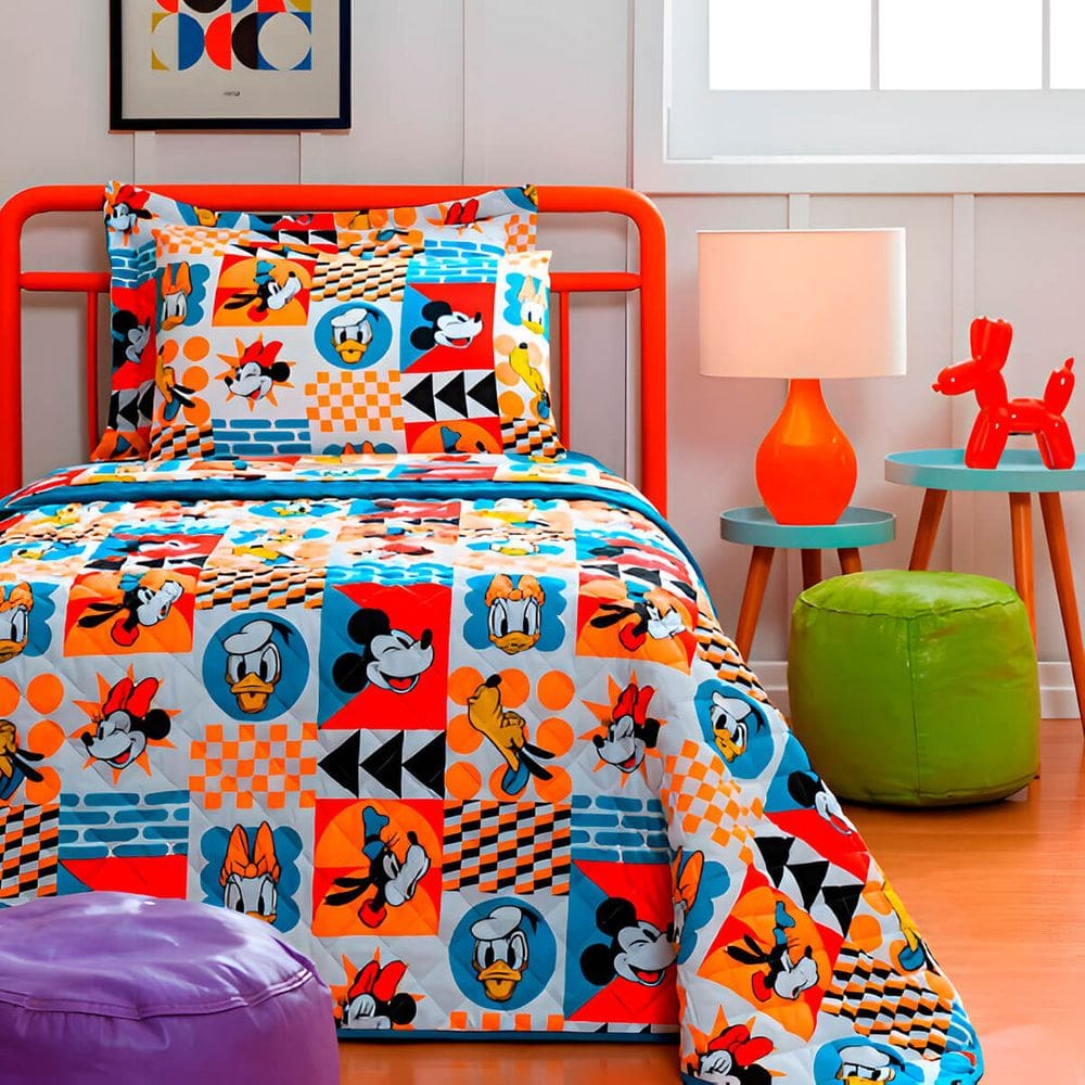 Colcha Infantil Avulsa Matelada 150 Fios Andreza Disney - Laranja