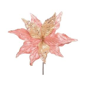 Flor Poinsétia Decorativa Cabo Curto Rosé Gold Nude - 1 Un