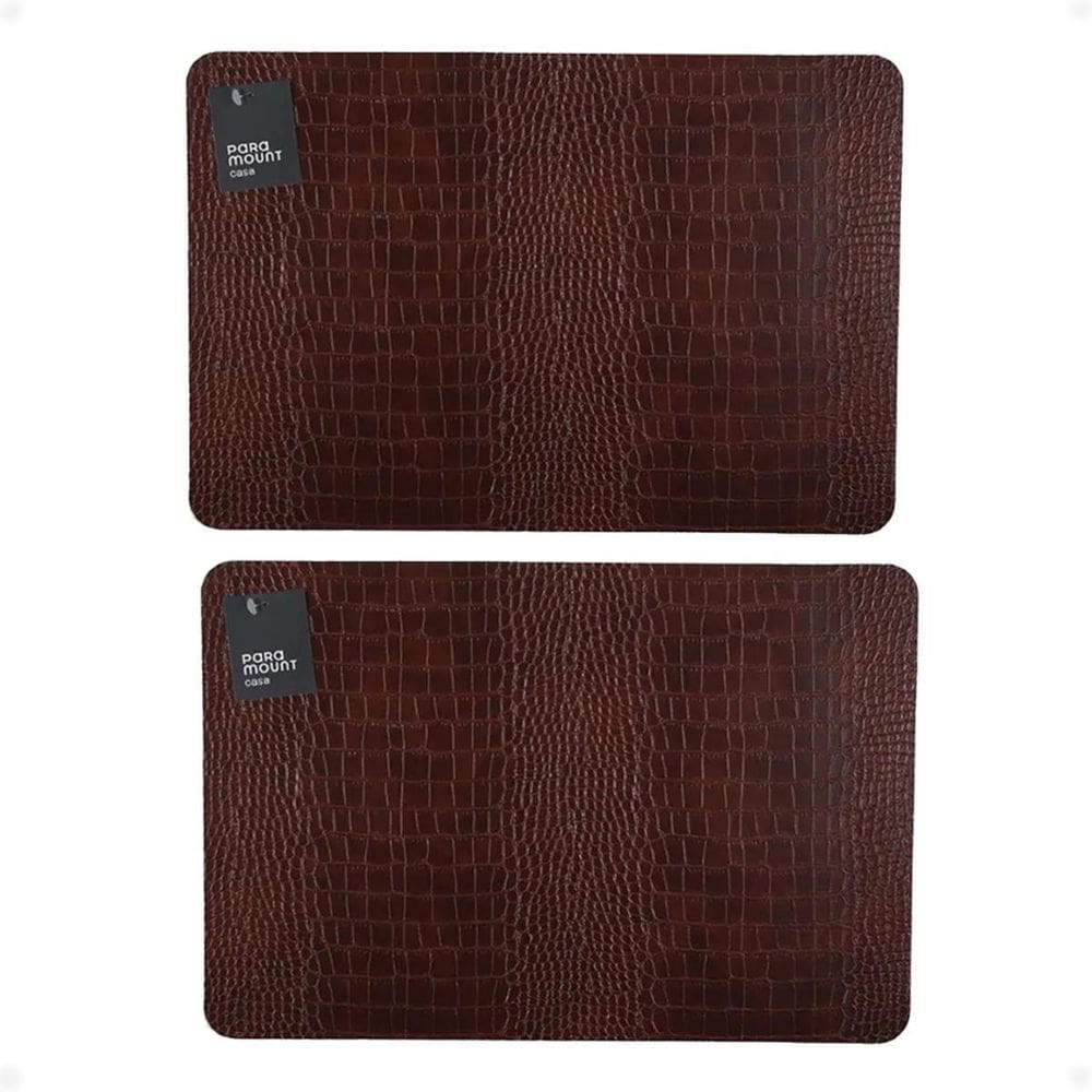 Kit 2 Lugar Americano Prático Premium Croco 45X30 Cm Marrom