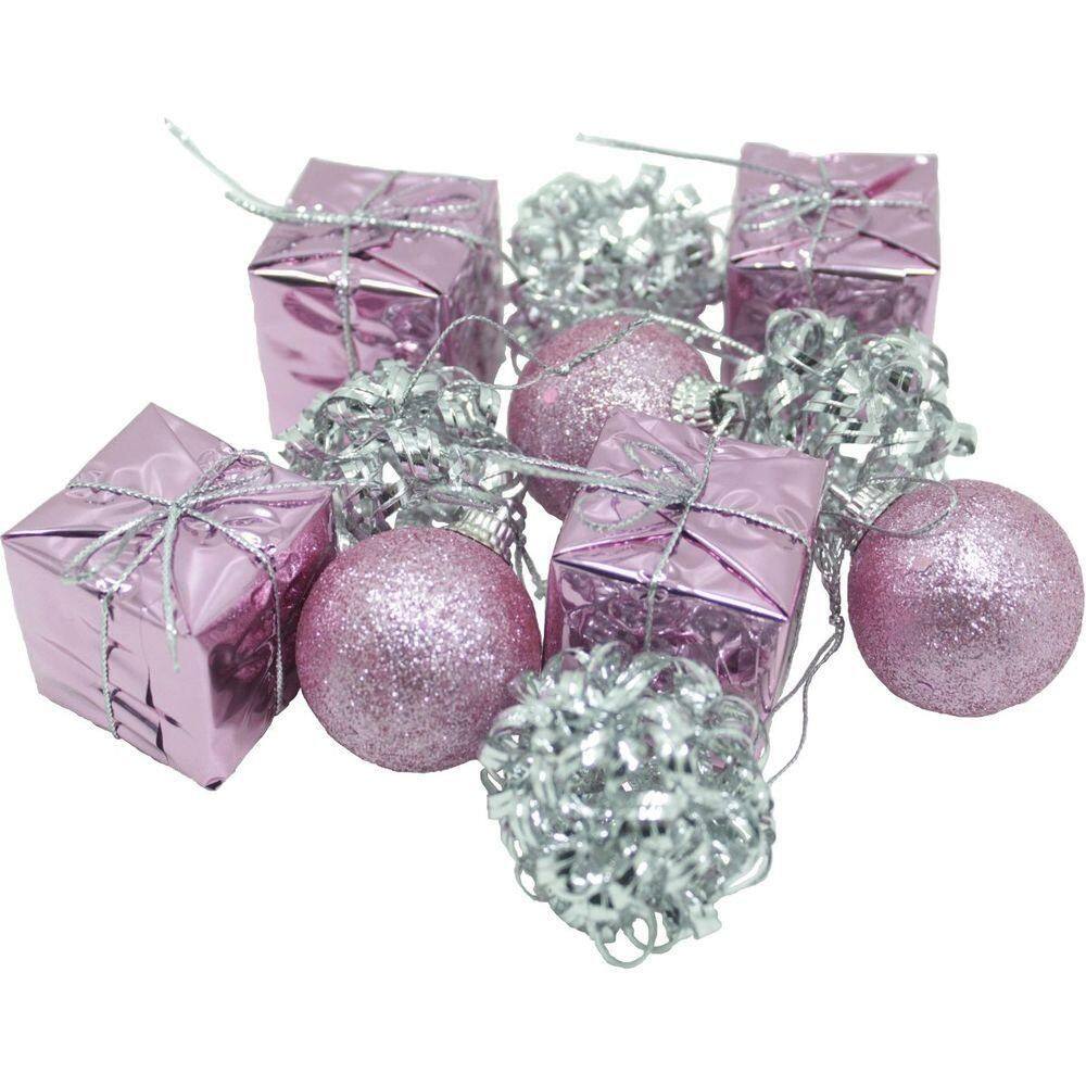 Kit 22 Peças Tubo Natalino árvore De Natal Rosa E Prata 4cm