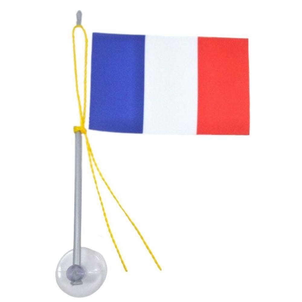 Mini Bandeira França Com Ventosa Poliéster (5,5cm X 8,5cm)