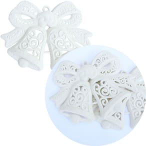 Kit 12 Pendentes Sinos Natalino Branco Enfeite árvore Natal