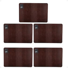 Kit 5 Lugar Americano Prático Premium Croco 45X30 Cm Marrom