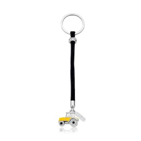 Chaveiro Trator Amarelo em Paracord com Revestimento Prateado