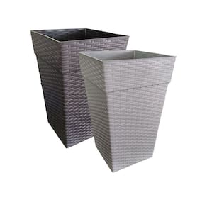 Vaso Quadrado Coluna Rattan 10 Litros - 35cm x 21cm