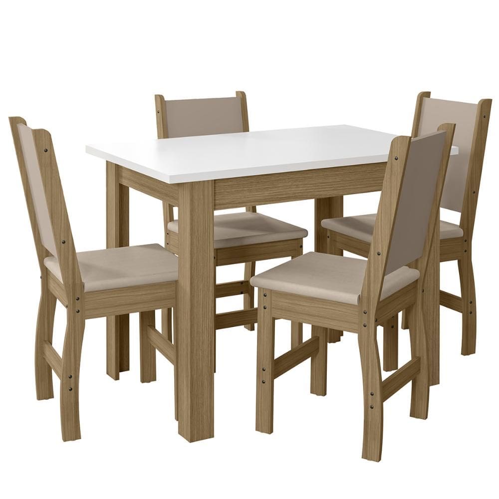 Kit Mesa de Jantar Bellagio 108x68 cm com 4 Cadeiras Clara