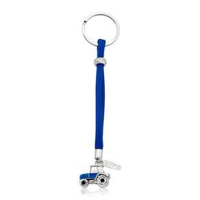 Chaveiro Trator Azul em Paracord com Revestimento Prateado