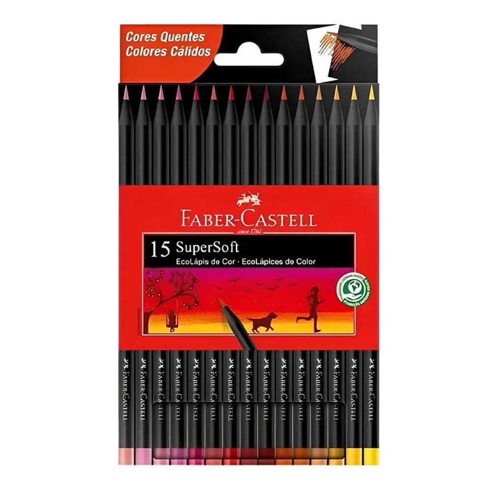 Lápis de Cor Ecolápis Supersoft 120715SOFTCQ 15 Cores Quentes - Faber Castell