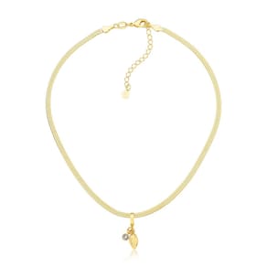 Choker Fita Diamantada com Charm Cacau Revestida em Ouro
