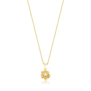 Colar Flor com Cristal Revestido em Ouro
