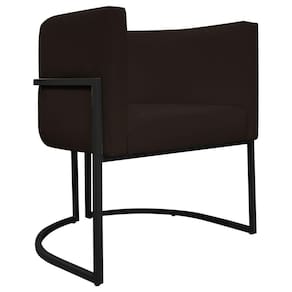 Poltrona Decorativa Recepção Luna Tecido Sintético Base de Ferro Preta - Marrom Corino