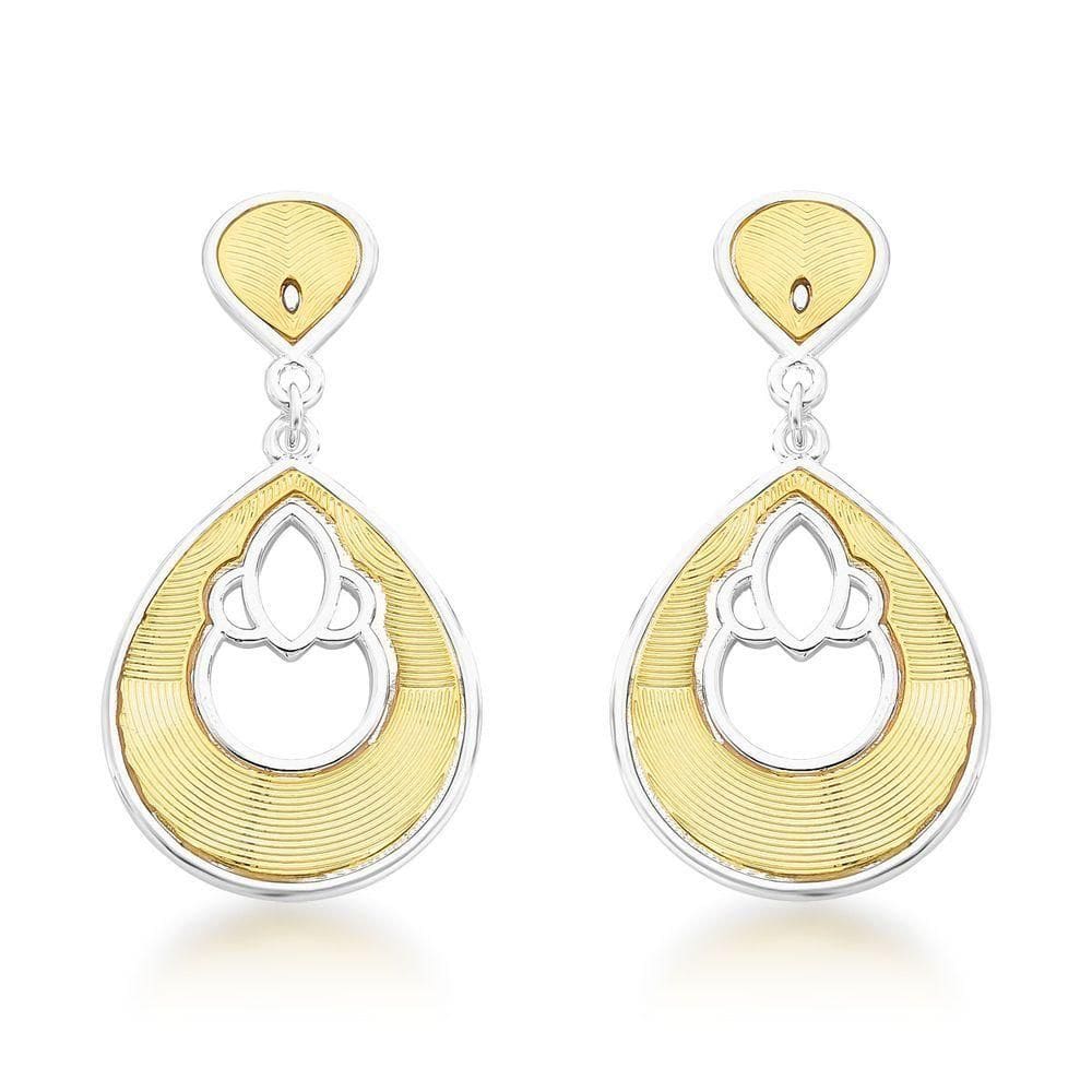 Brinco Pétala Revestido Em Ouro E Prata