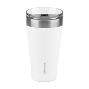 Copo Térmico Tramontina Exata Em Aço Inox Branco Com Tampa 550 Ml