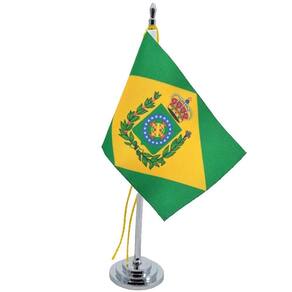 Bandeira De Mesa Brasil Império Até 1822 15cm Alt. Mastro