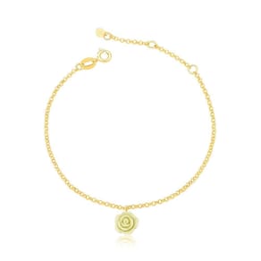 Pulseira Florzinha Off White Revestida Em Ouro
